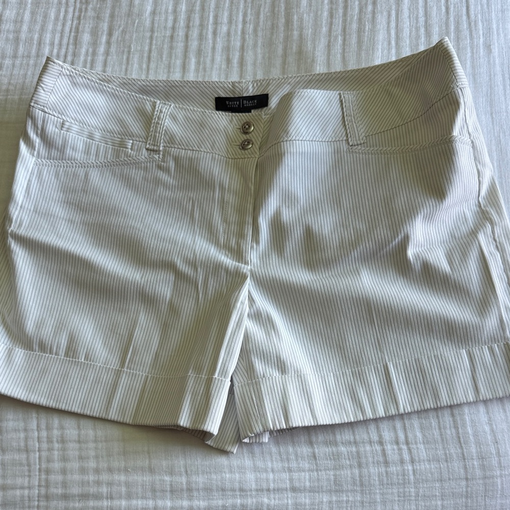 White House Black Market Striped Cream Shorts